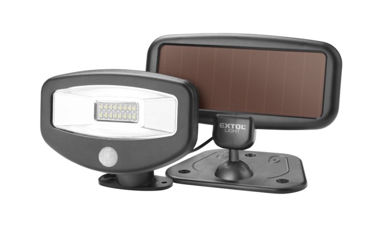 EXTOL Reflektor LED s pohybovým čidlem, 100lm, solární nabíjení