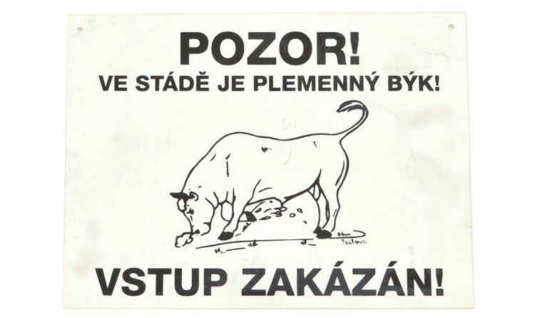 Výstražná cedulka - PLEMENNÝ BÝK
