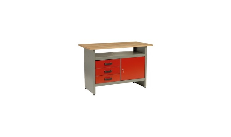 Stůl pracovní 3x zásuvka, 1x dvířka - 1215x610x800mm MARS