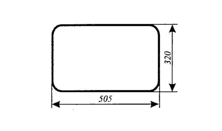 Sklo zadní spodní 505 mm x 320 mm
