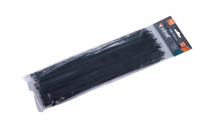 Extol Premium 8856158 Pásky stahovací na kabely černé, 280x3,6mm, 100ks