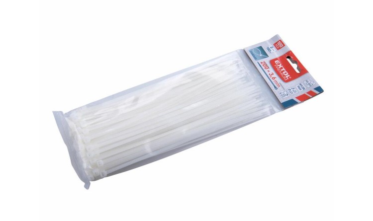 Extol Premium 8856106 Pásky stahovací na kabely bílé, 200x3,6mm, 100ks