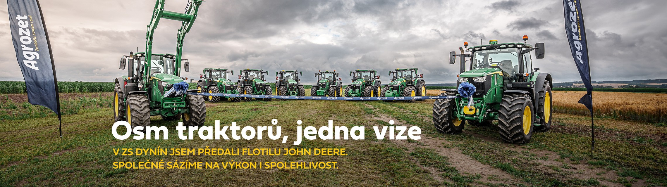 Osm traktorů, jedna vize: V ZS Dynín jsem předali flotilu John Deere. Společně sázíme na výkon i spolehlivost